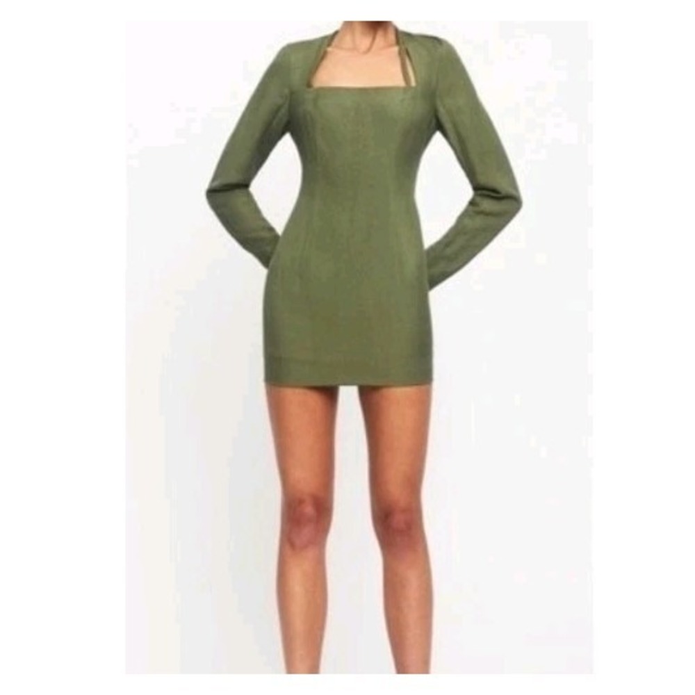 Lioness Hacienda Mini Dress Linen Blend Green Size Small